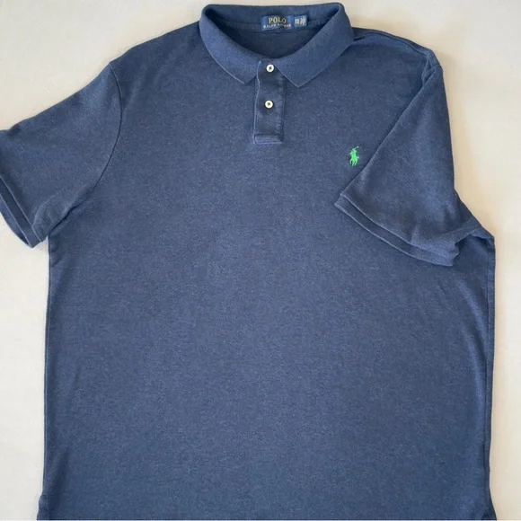 Ralph Lauren Polo Shirt Navy with Green Logo - Picture 3 of 8